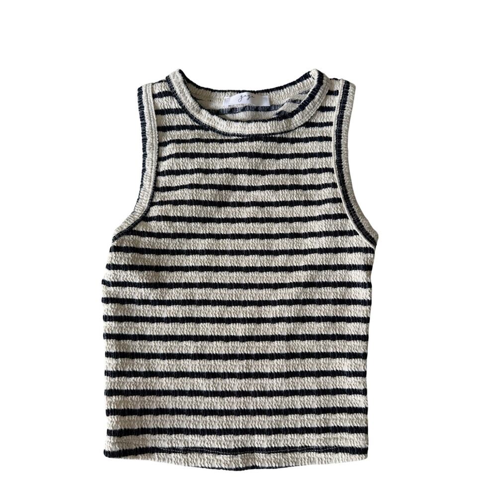 Gaze Black & White Striped Ribbed Knitted Tank Top - Picture 2 of 7